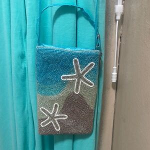 Beaded Starfish Design Shoulder Bag